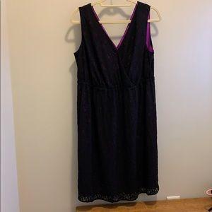 Lane Bryant faux wrap black lace dress